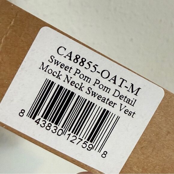 Debut Pom Pom Detail Mock Neck Sweater Vest M NWT - Picture 5 of 8